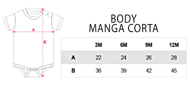 TALLAS BODY MANGA CORTA ALSONDELCARNAVAL
