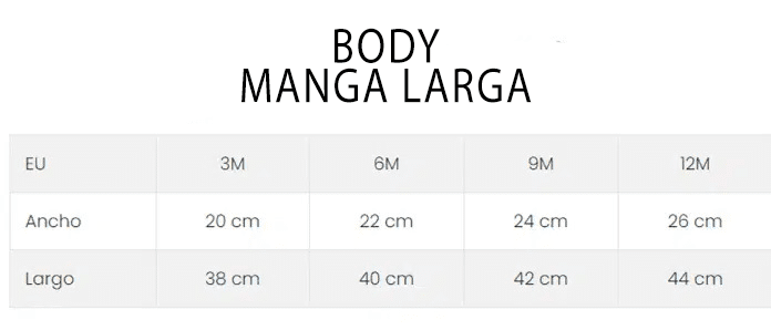tallas body manga larga alsondelcarnaval
