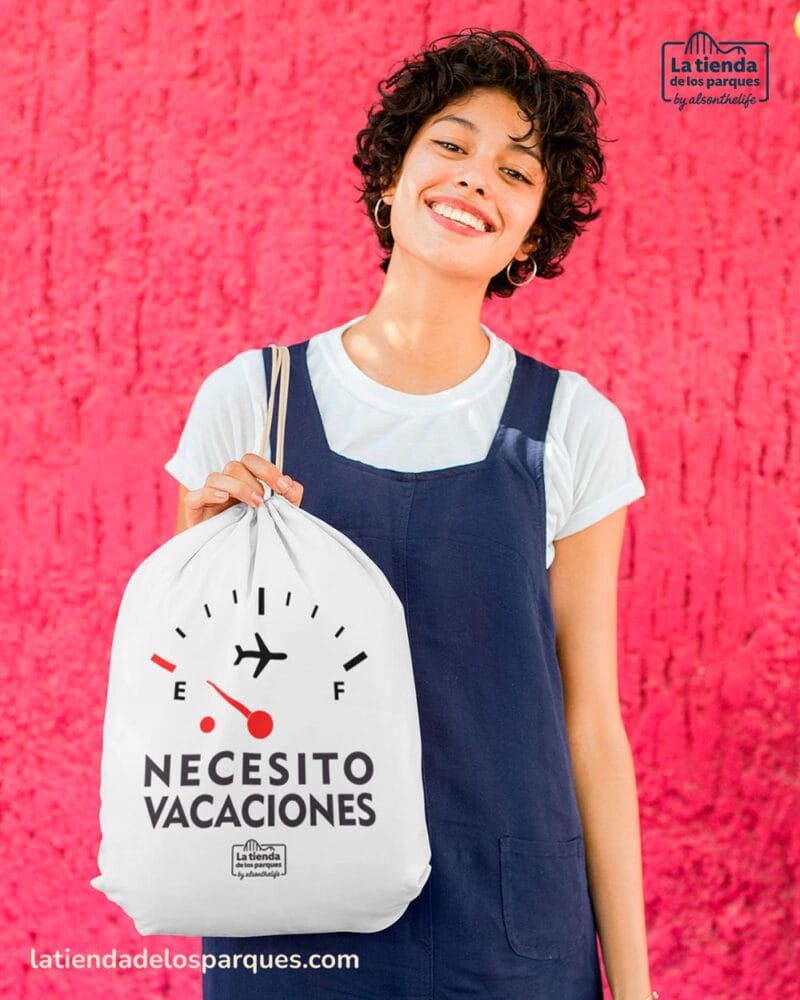 Mochila de saco necesito vacaciones blanca