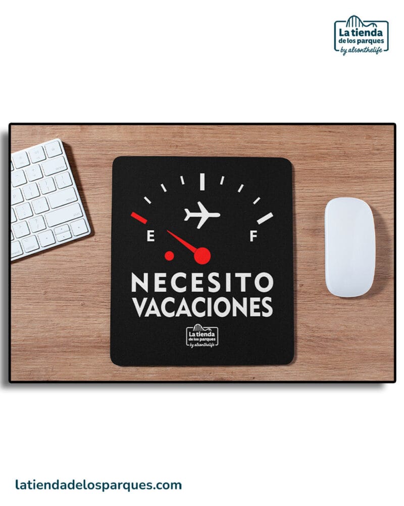 alfombrilla de raton necesito vacaciones negra