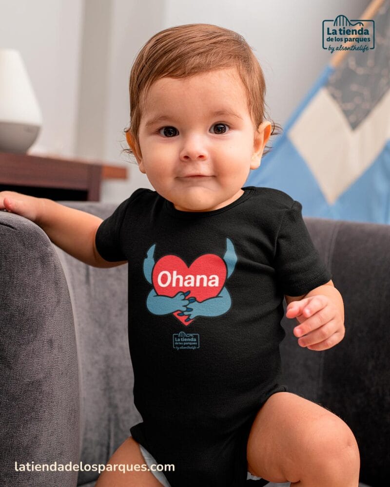 body ohana manga corta negro