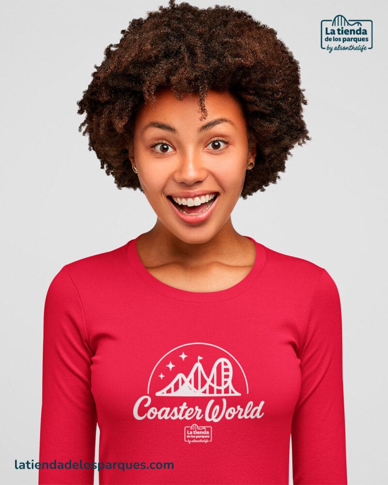 camiseta coaster world manga larga rojo