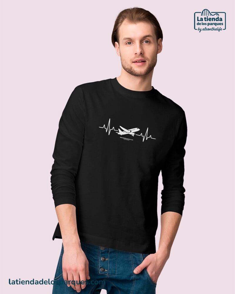 camiseta latidos viajeros manga larga negra