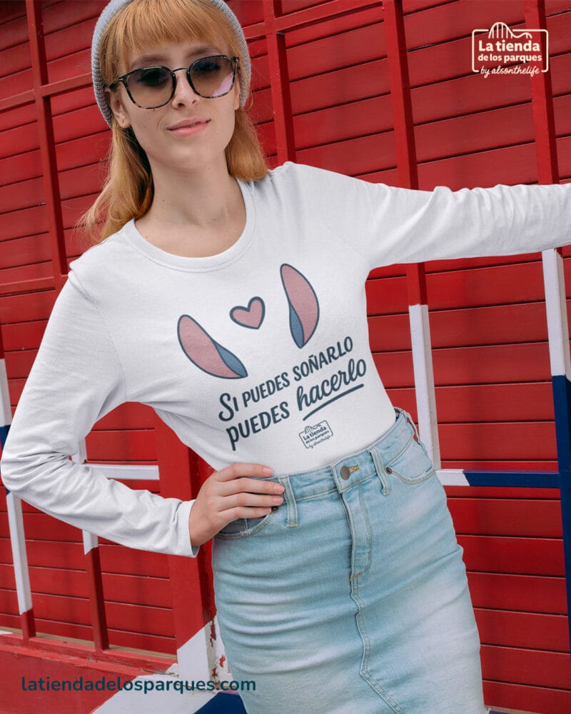 camiseta manga larga si puedes soñaro puedes hacerlo blanco