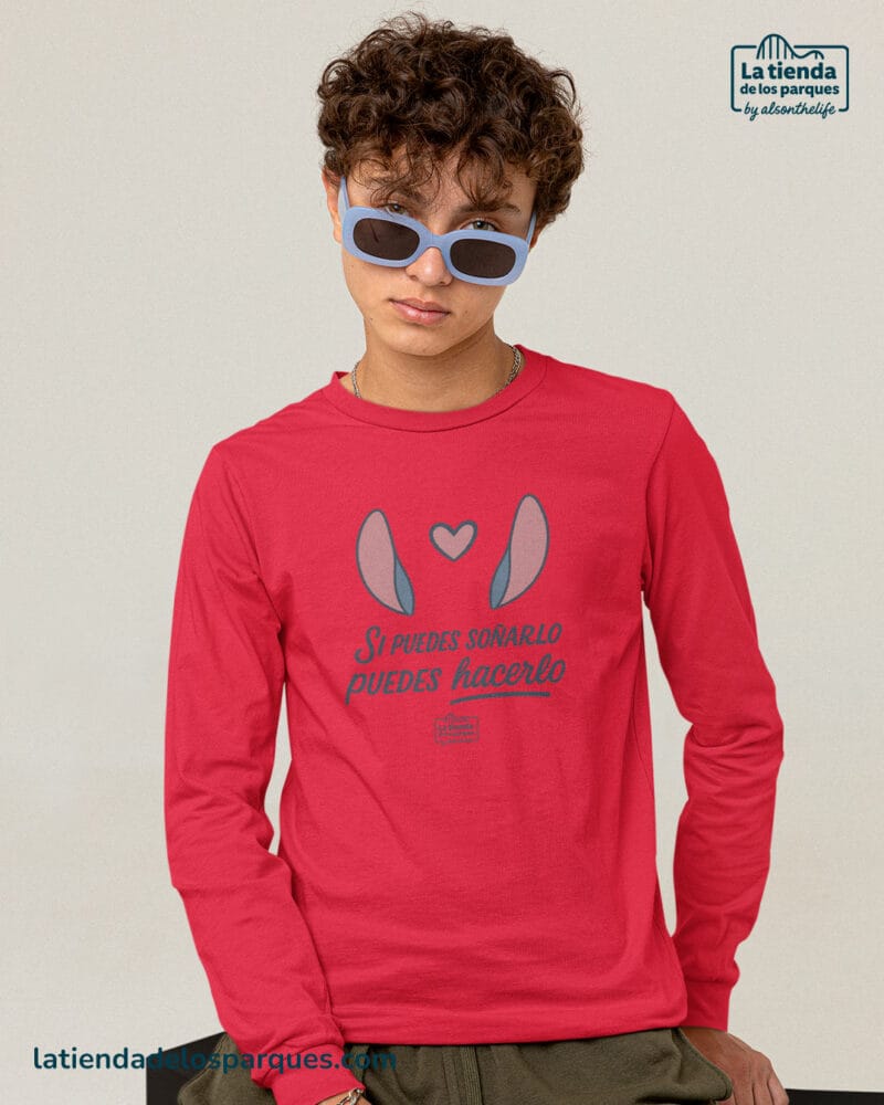 camiseta manga larga si puedes soñaro puedes hacerlo rojo