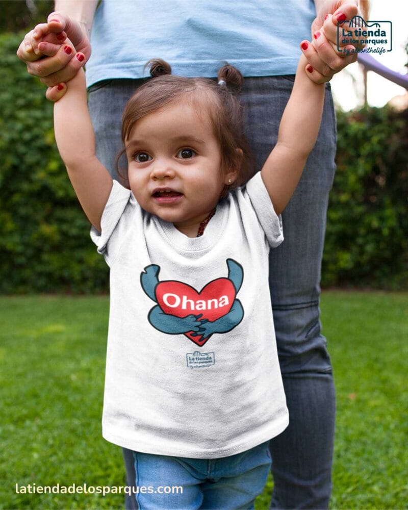 camiseta para bebe Ohana blanca