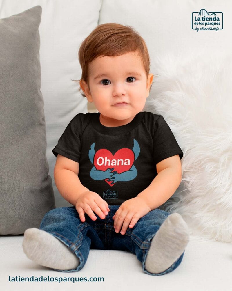 camiseta para bebe Ohana negra