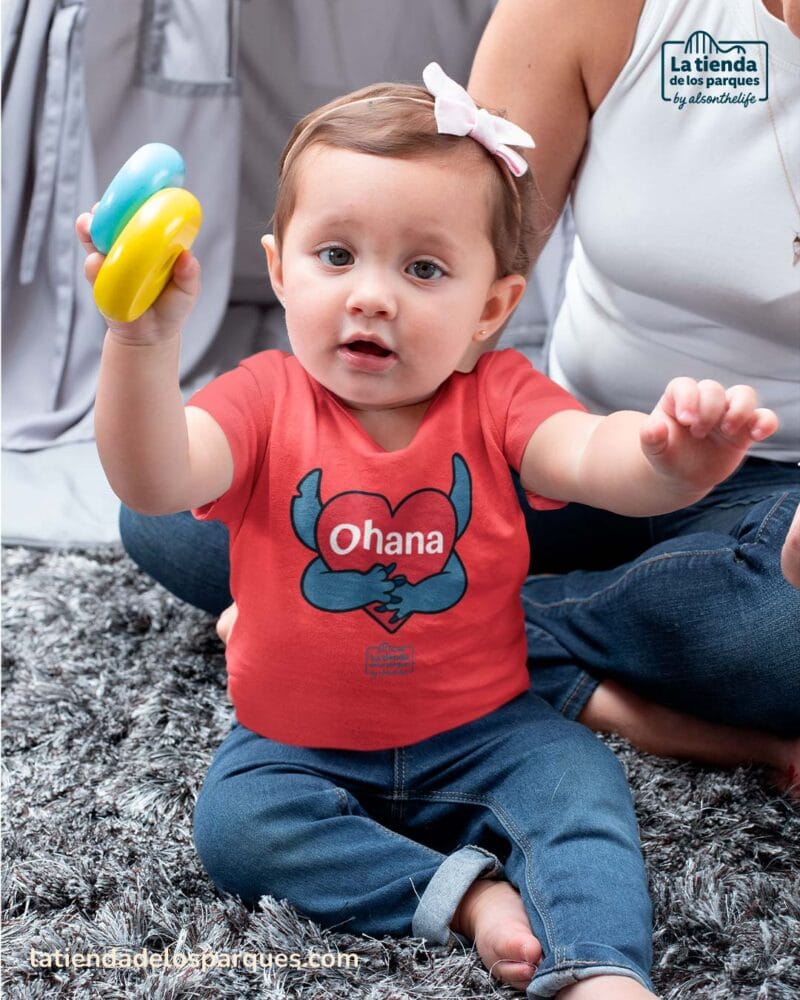 camiseta para bebe Ohana roja