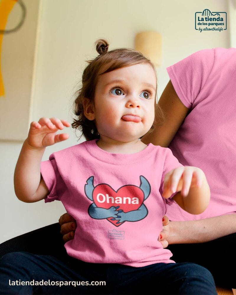 camiseta para bebe Ohana rosa
