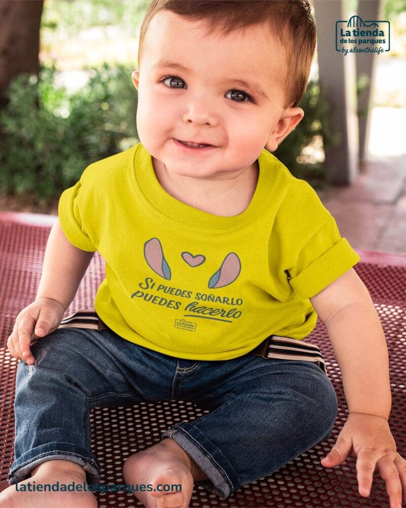 camiseta para bebe Si puedes soñarlo puedes hacerlo amarillo
