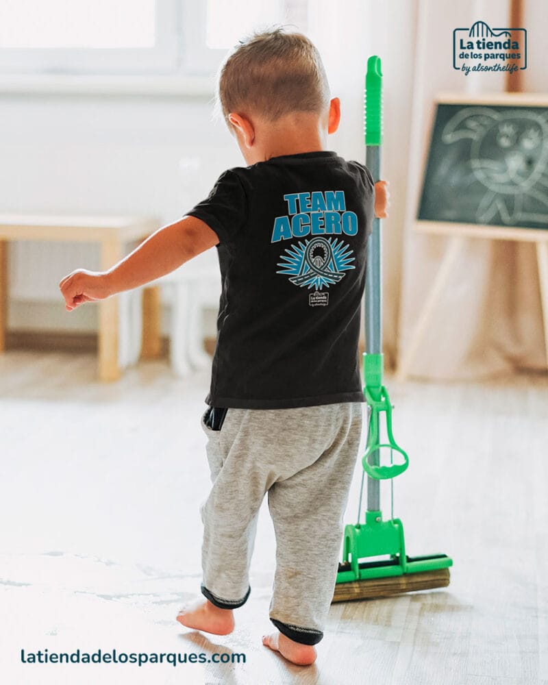 camiseta para bebe team acero negra