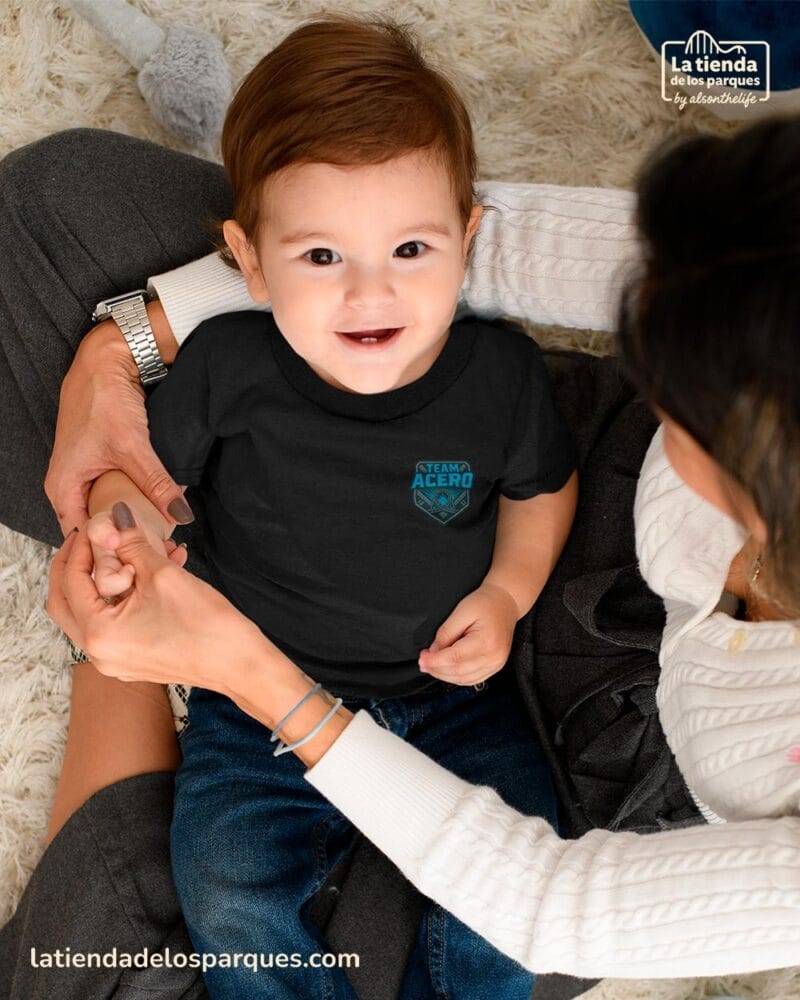 camiseta para bebe team acero negro escudo