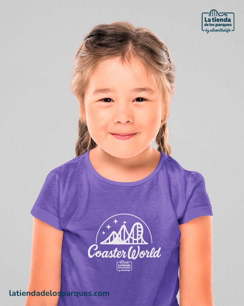 camiseta para niño coaster world morada