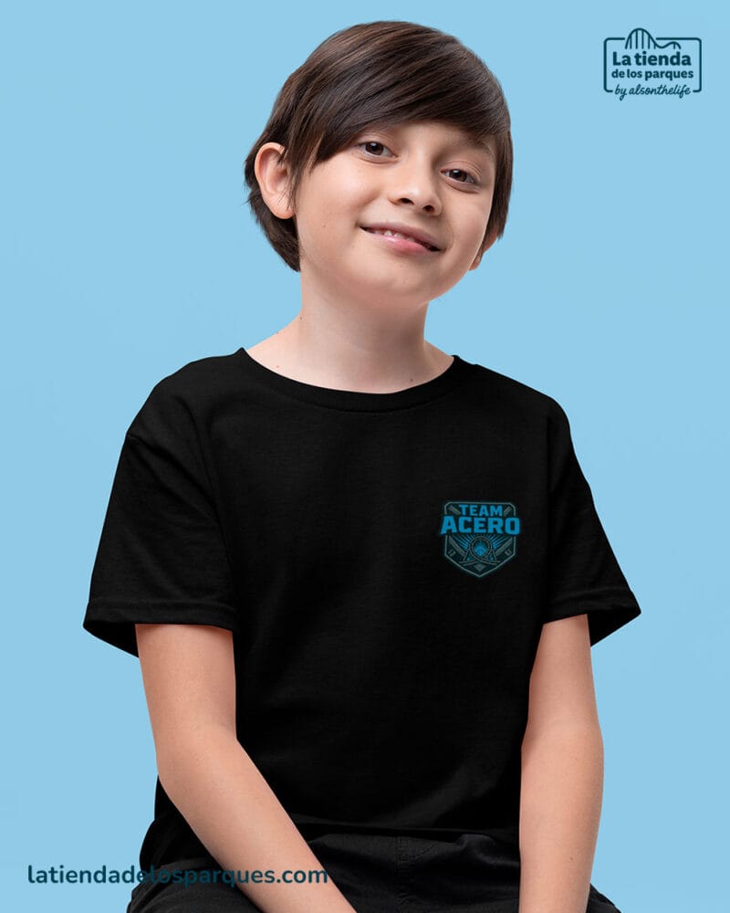 camiseta para niño team acero negra escudo