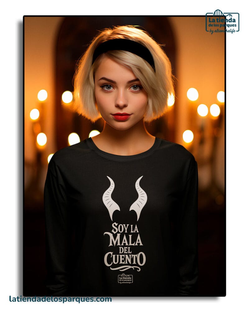 camiseta soy la mala del cuento manga larga negra