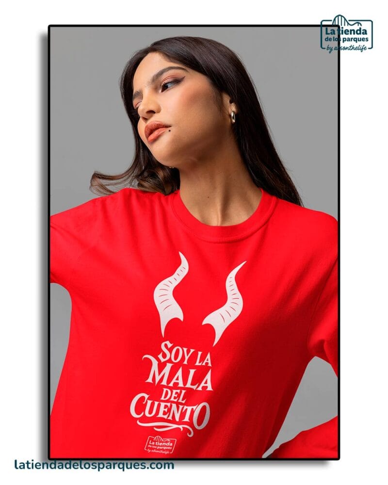 camiseta soy la mala del cuento manga larga roja