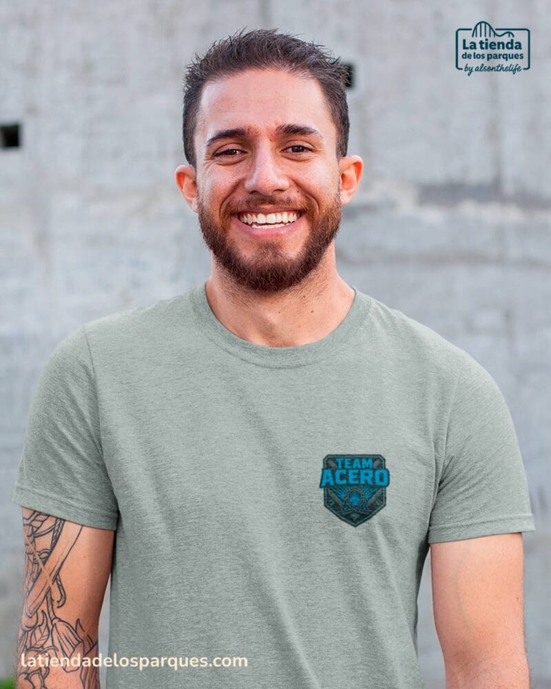 camiseta team acero gris escudo