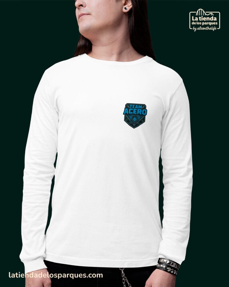camiseta team acero manga larga blanco escudo