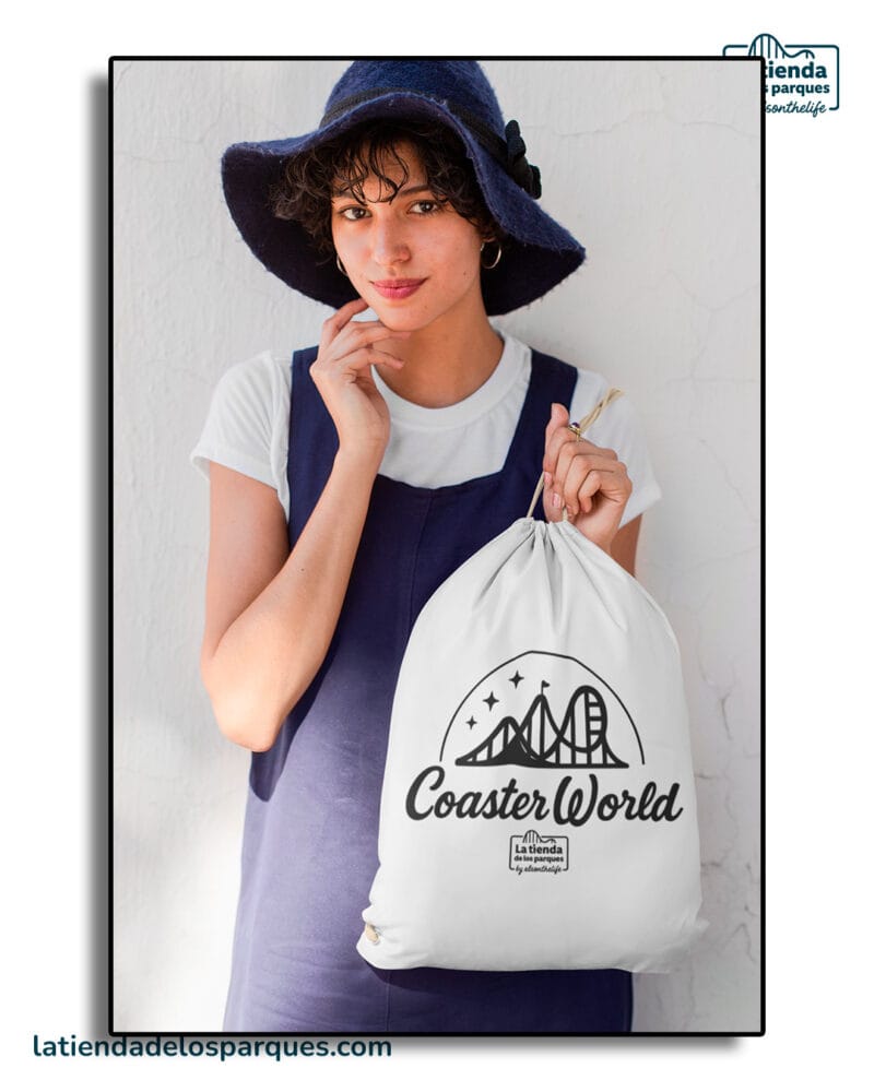 mochila de saco coaster world blanca