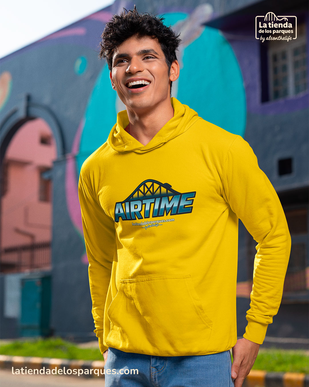 sudadera airtime con gorro amarillo mostaza