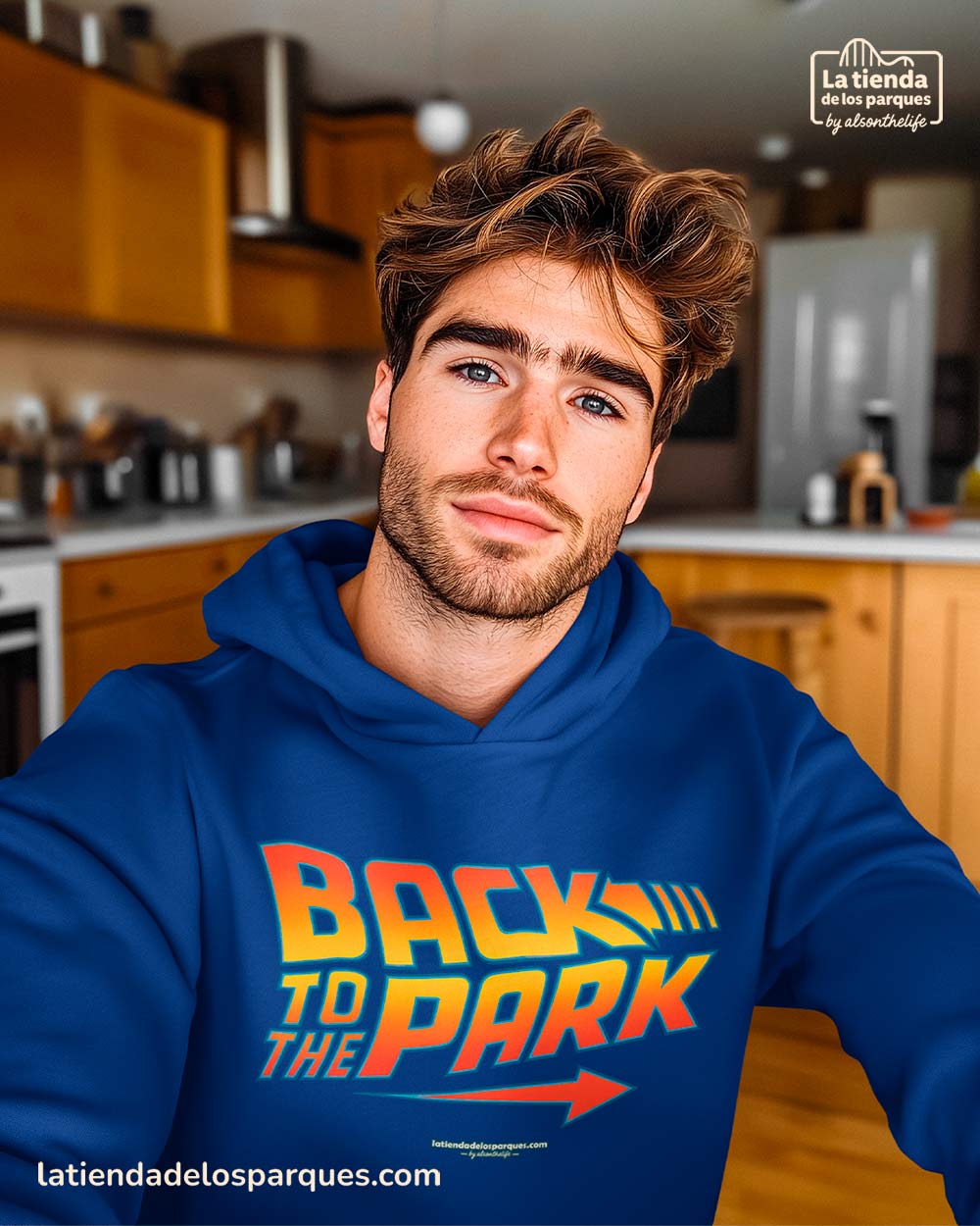 sudadera back to the park con gorro azul royal