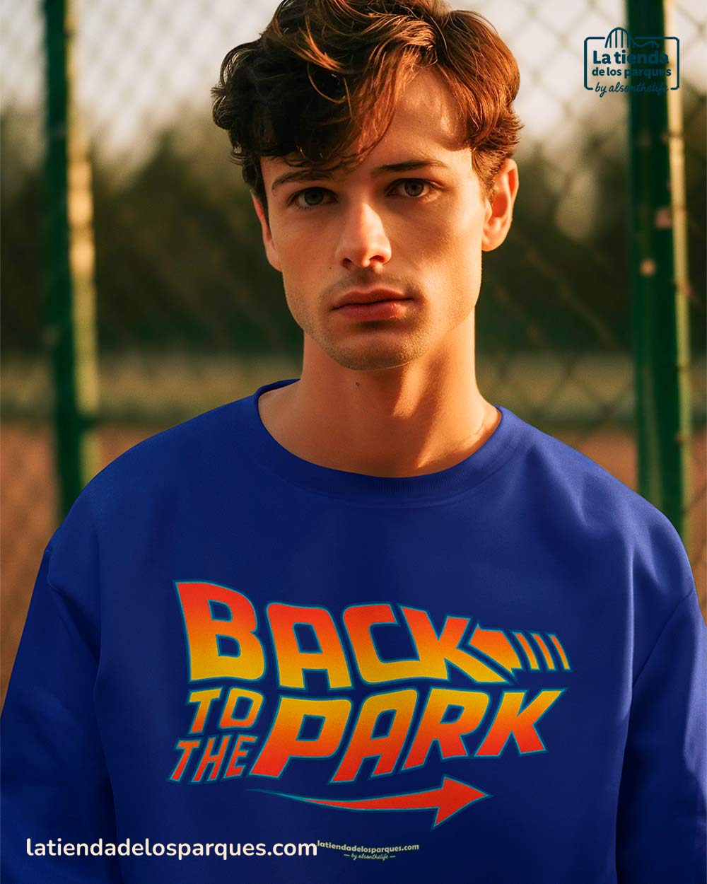 sudadera back to the park sin gorro azul royal