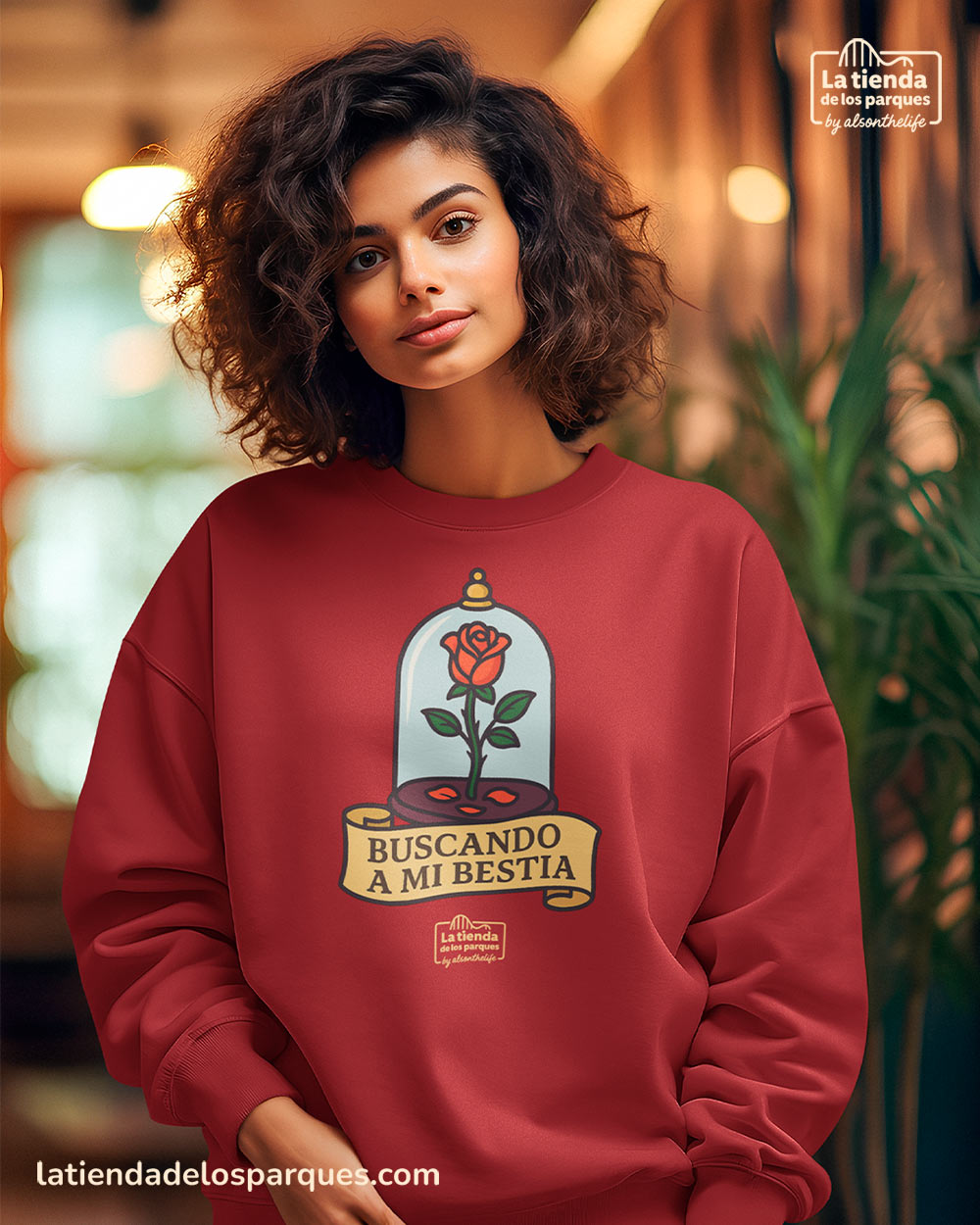 sudadera buscando a mi bestia sin gorro granate