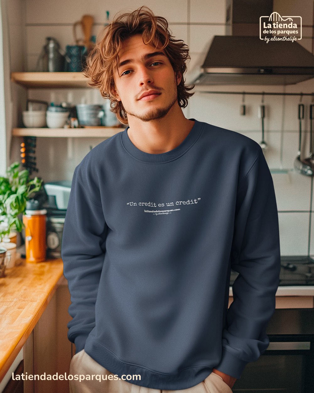 sudadera frase un credit es un credit sin gorro azul marino