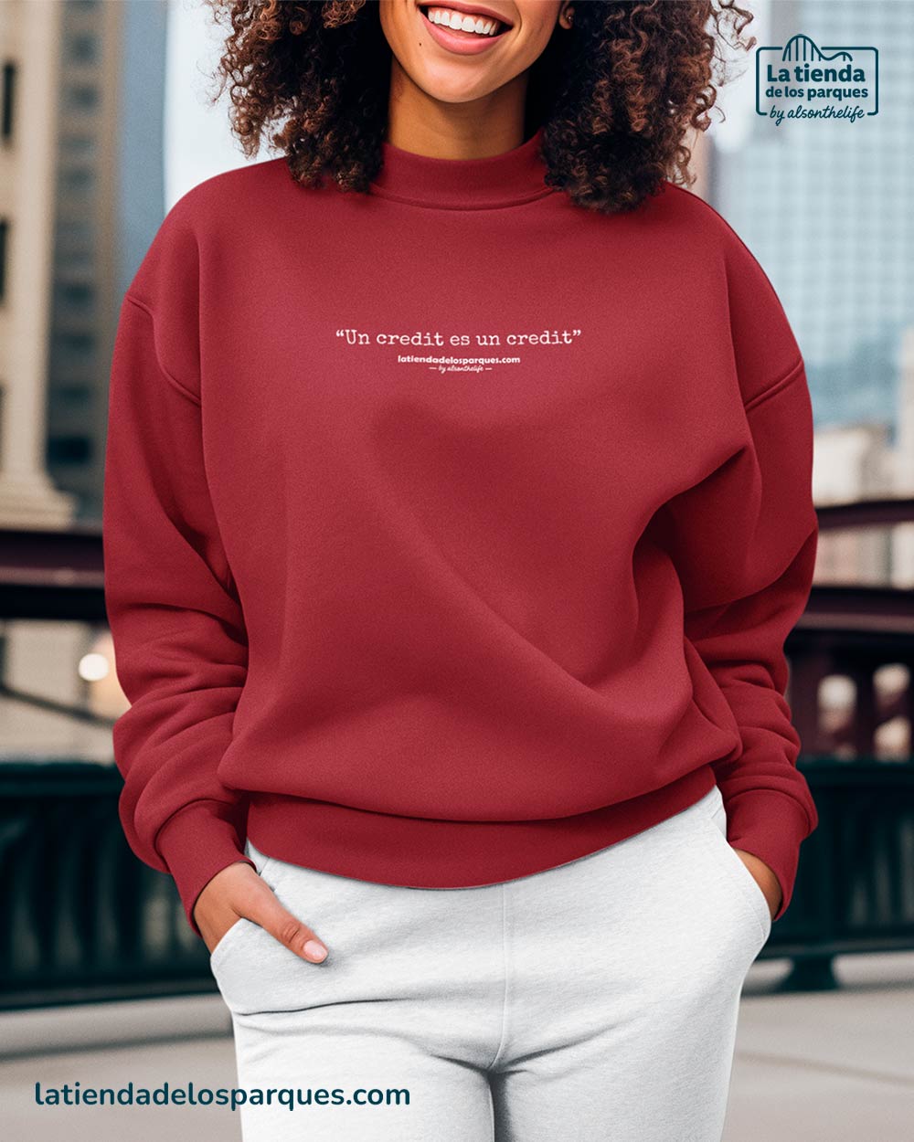 sudadera frase un credit es un credit sin gorro granate