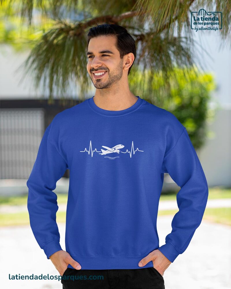 sudadera latidos viajeros sin gorro azul royal