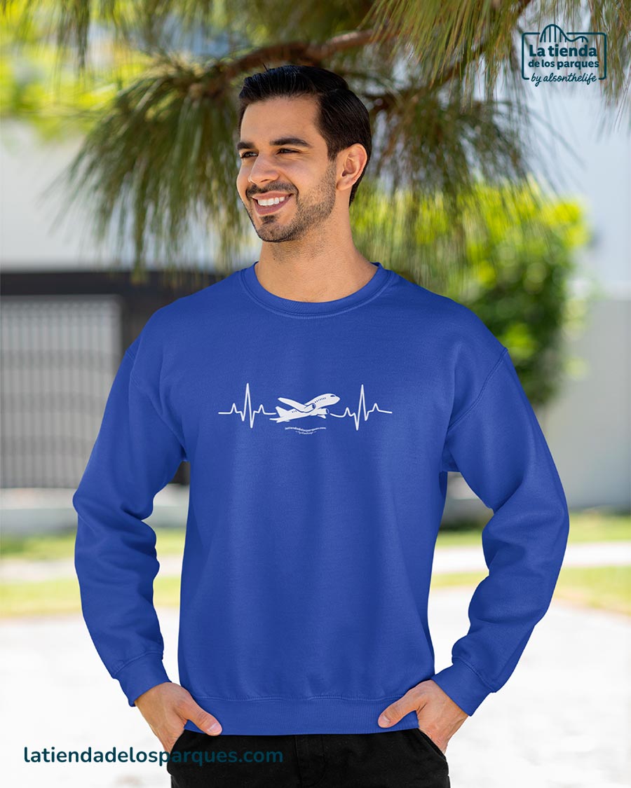 sudadera latidos viajeros sin gorro azul royal