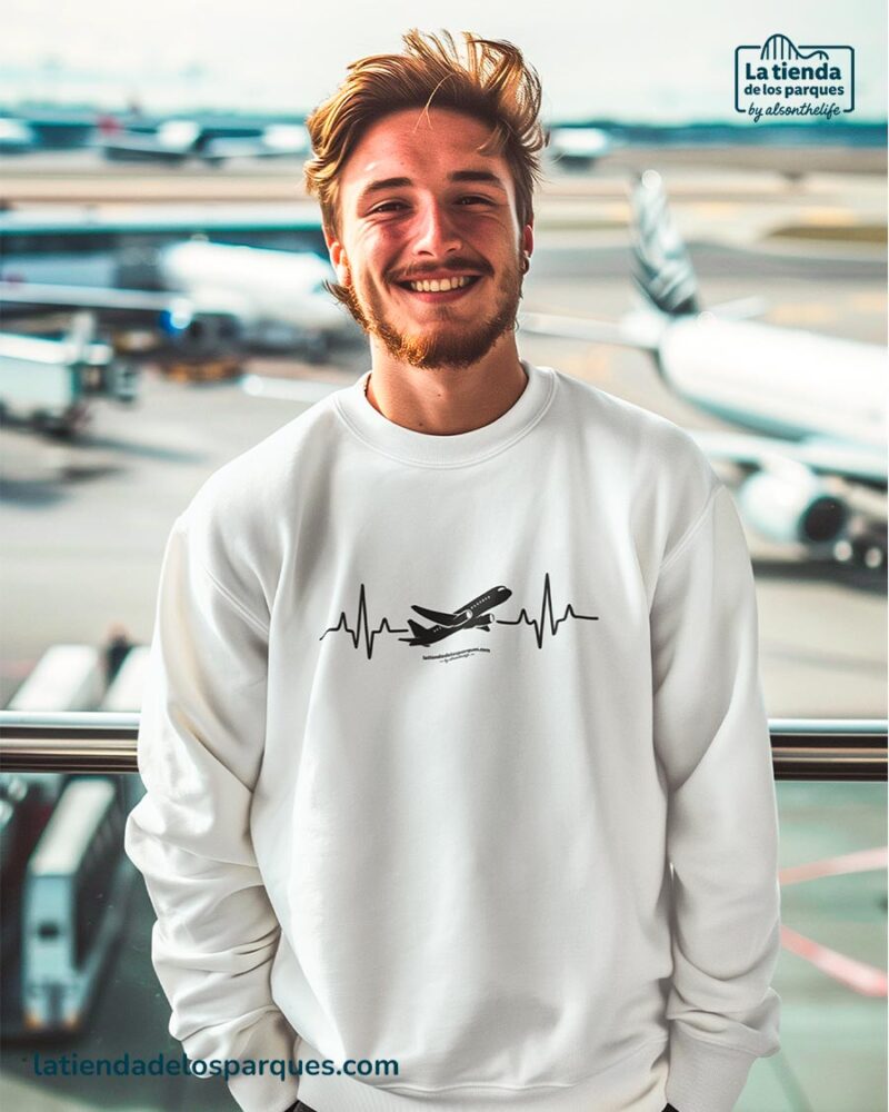 sudadera latidos viajeros sin gorro blanca