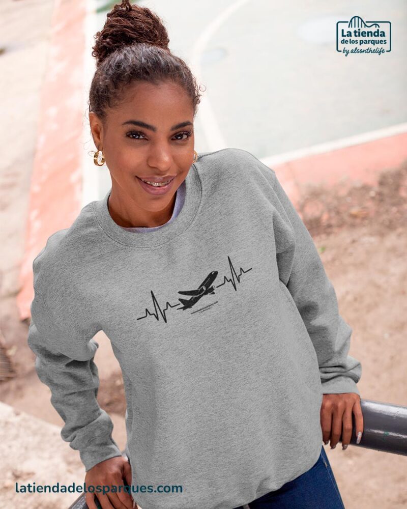 sudadera latidos viajeros sin gorro gris