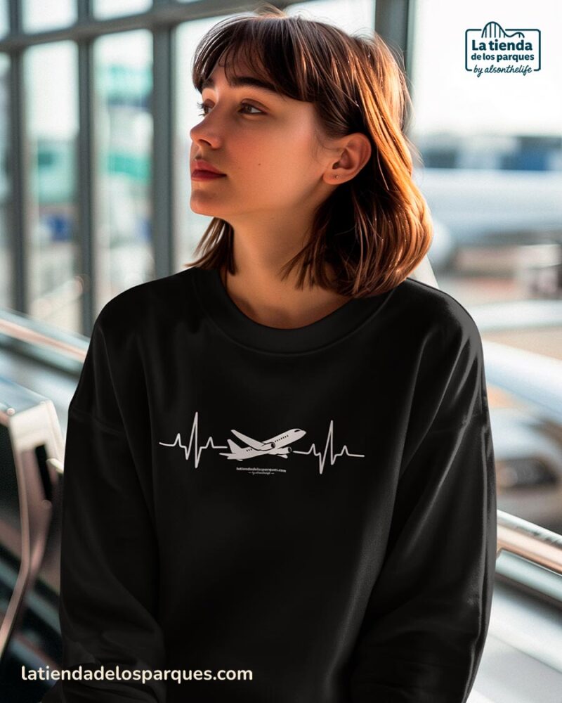 sudadera latidos viajeros sin gorro negro