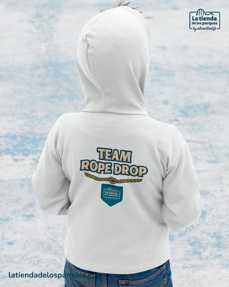 sudadera para niño team rope drop con gorro blanca