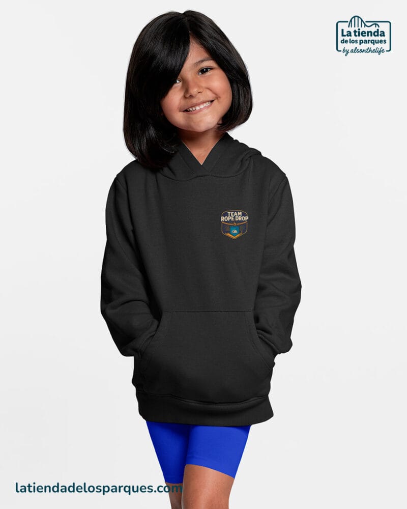 sudadera para niño team rope drop escudo con gorro negra