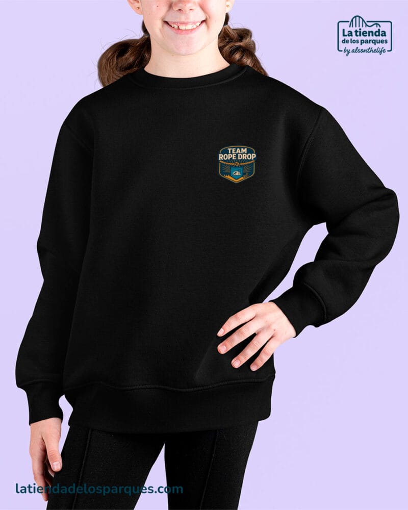 sudadera para niño team rope drop escudo sin gorro negra