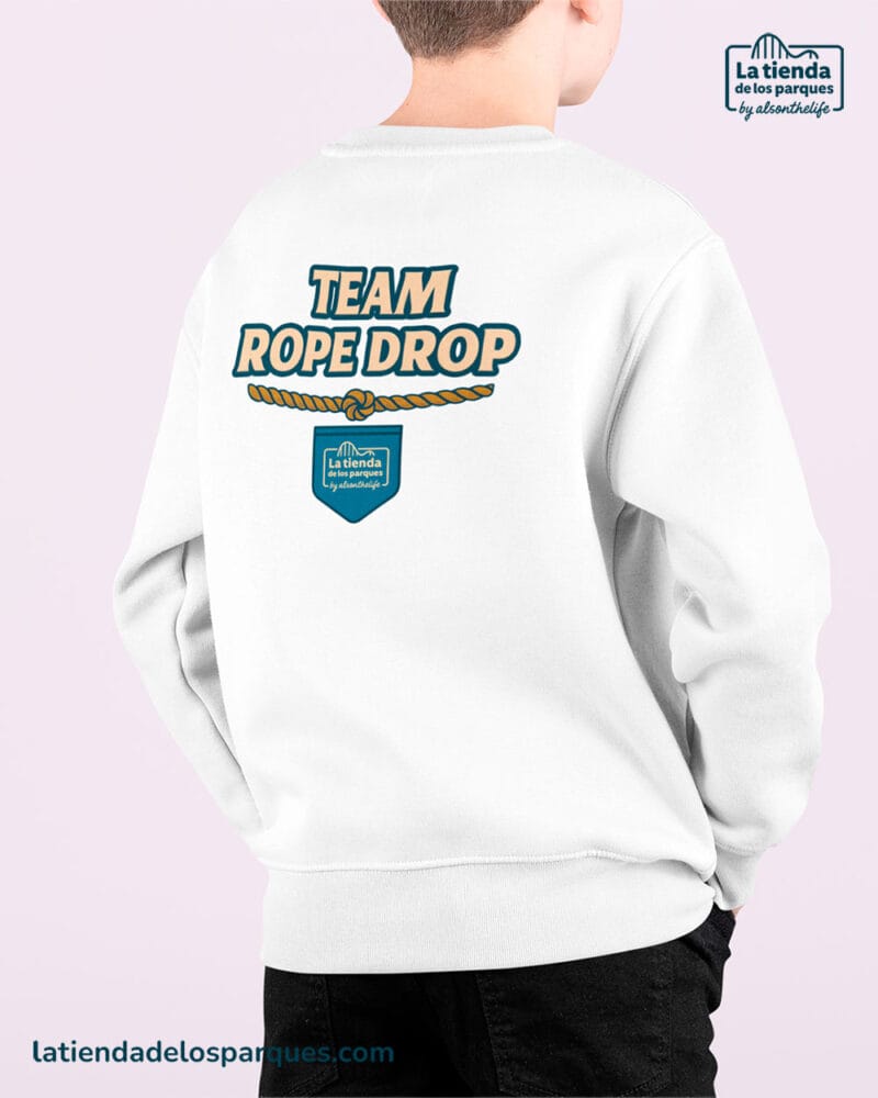 sudadera para niño team rope drop sin gorro blanca