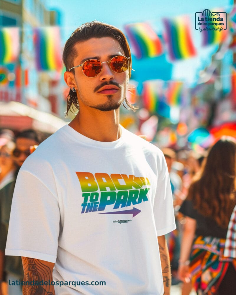 camiseta pride back to the park blanca