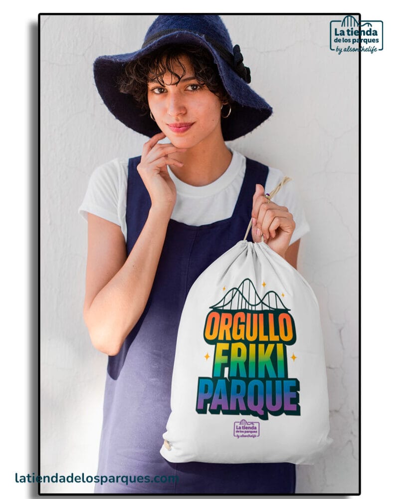 mochila de saco orgullo friki parque blanco