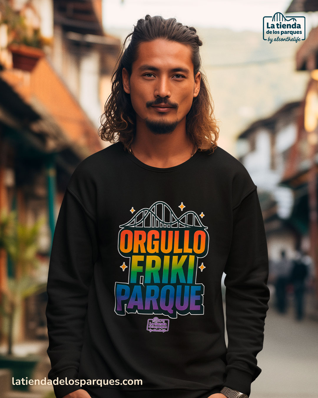 sudadera orgullo friki parque sin gorro negra