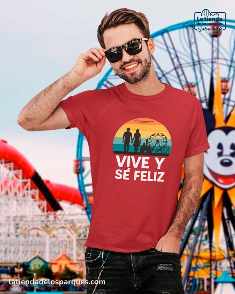 Camiseta vive y se feliz burdeos