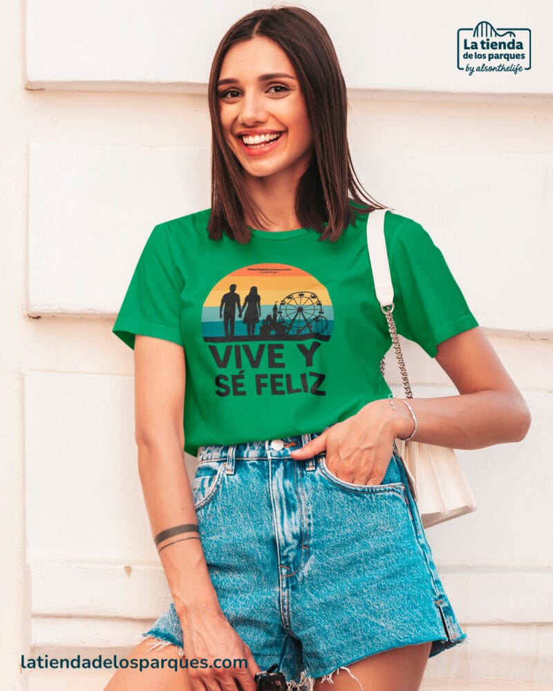 Camiseta vive y se feliz verde kelly