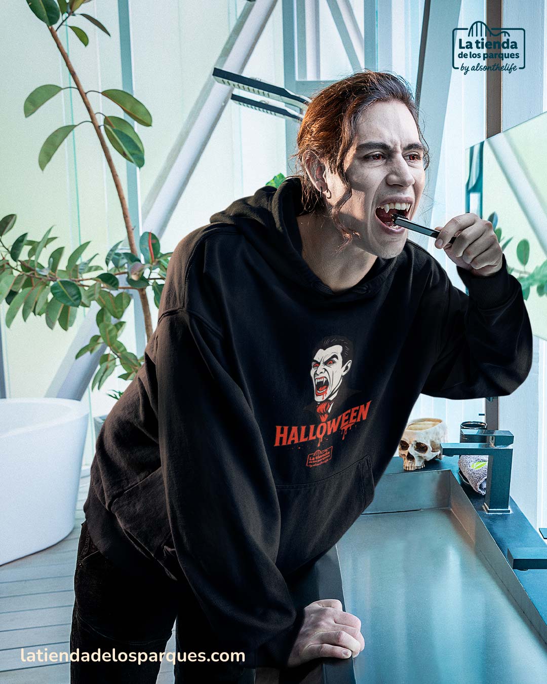 sudadera Drácula Colección Halloween con gorro