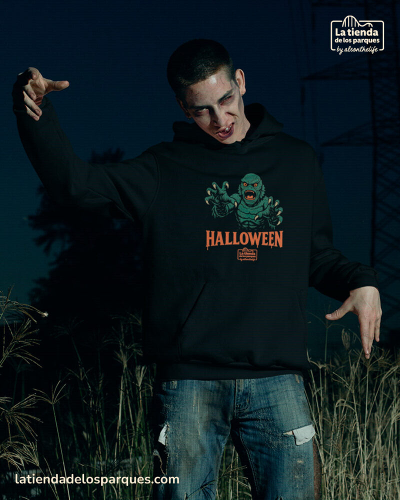 sudadera La criatura del pantano ColecciĂ³n Halloween con gorro