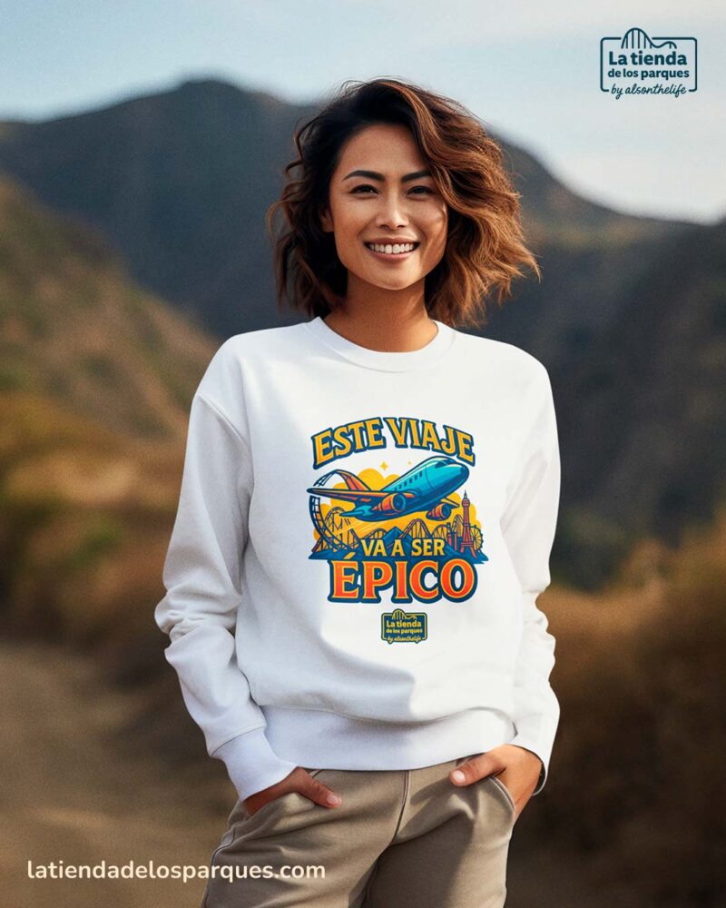 sudadera este viaje va a ser epico sin gorro blanca