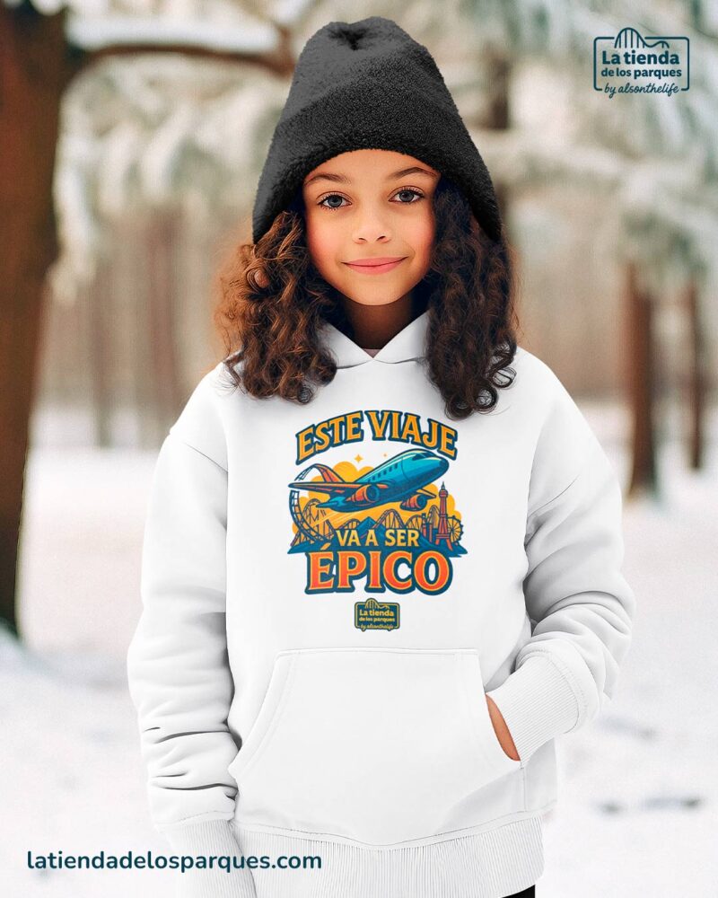 sudadera para niño este viaje va a ser epico con gorro blanca