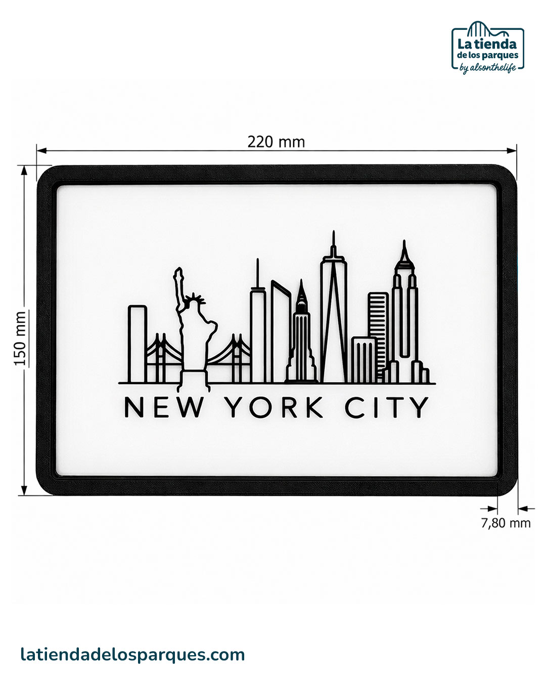Cuadro de New York City en Relieve medidas