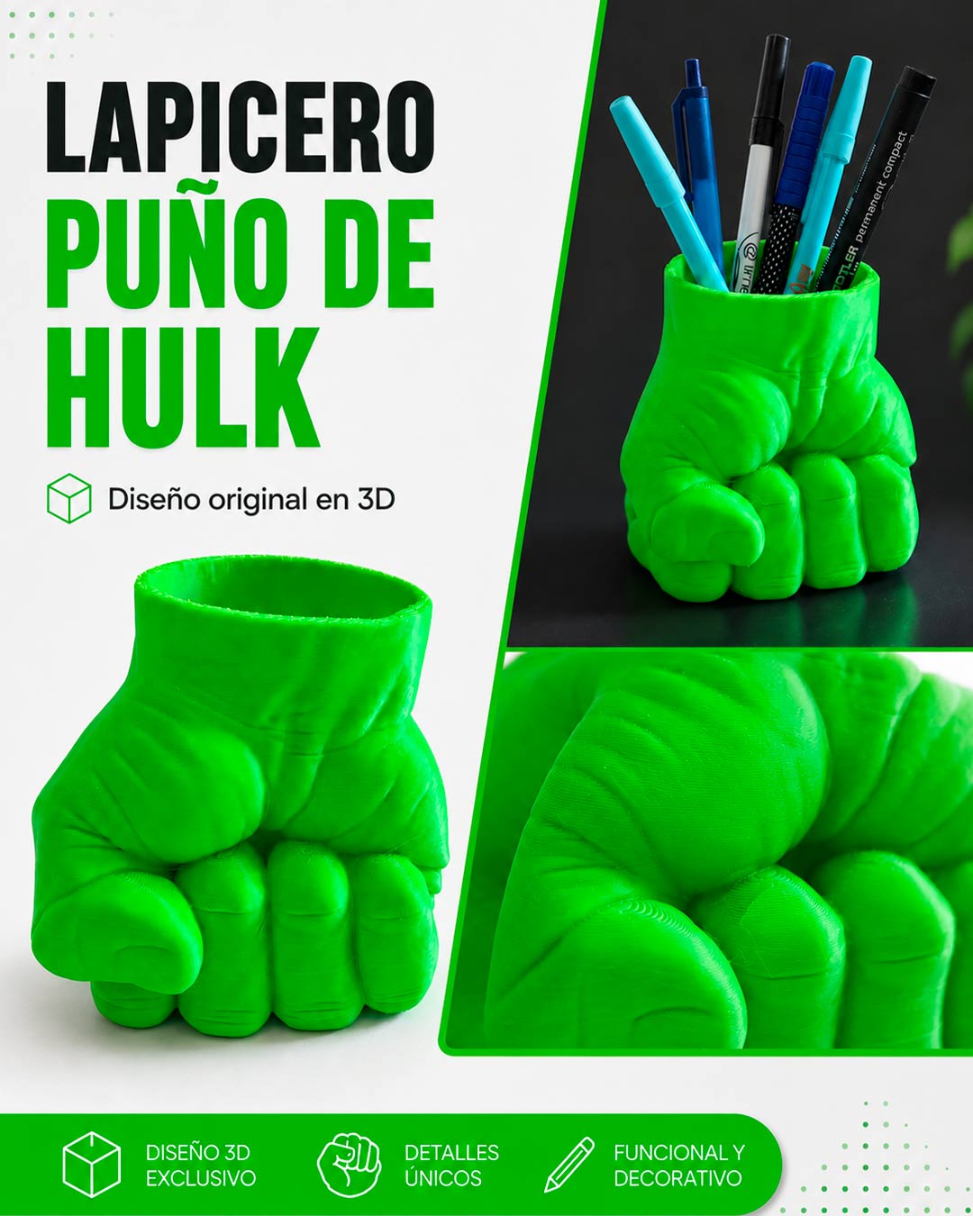 lapicero puño superheroe hulk