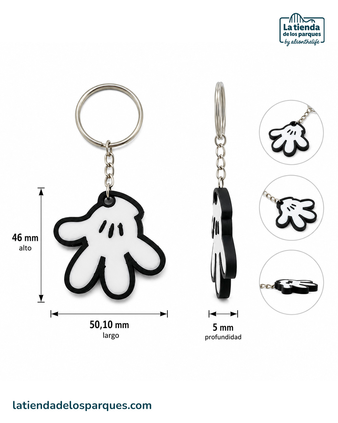 llavero guante mickey medidas